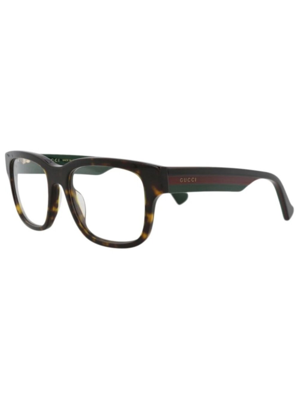 New Gucci Women's Eyeglasses Square Rectangle Recycled Acetate Frame Mens Havana